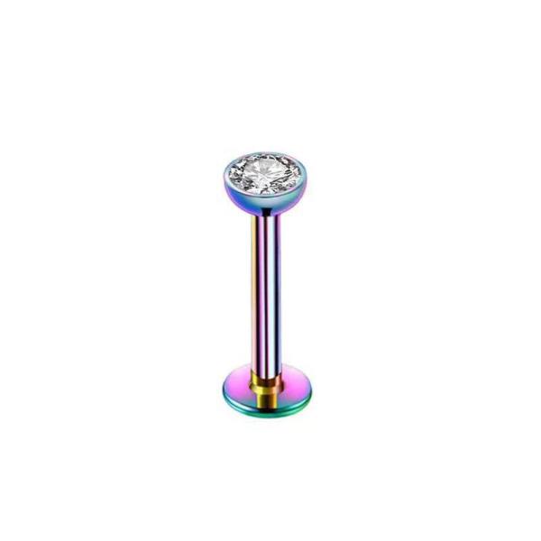 Crystal Stainless Steel Labret Piercing Bar