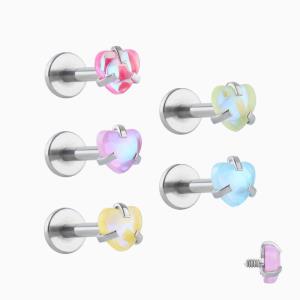 Crystal Stainless Steel Labret Piercing Bar