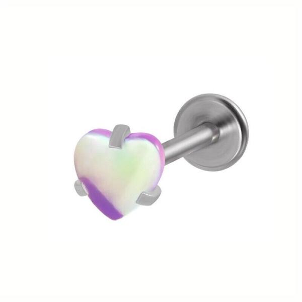 Heart Stone Stainless Labret Lip Piercing