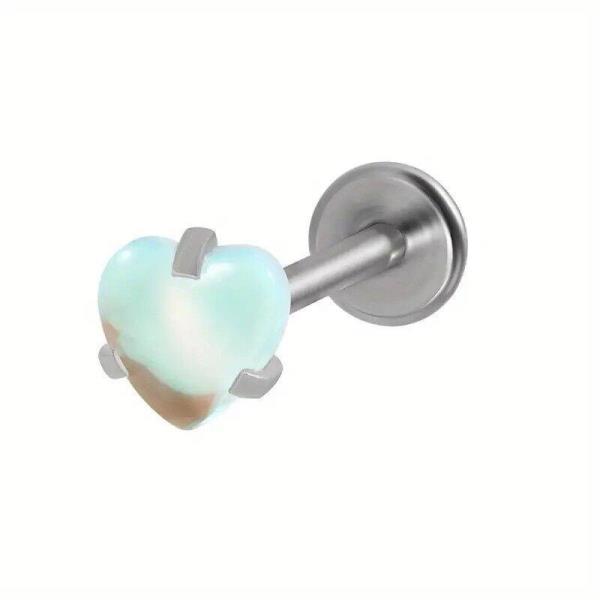 Heart Stone Stainless Labret Lip Piercing