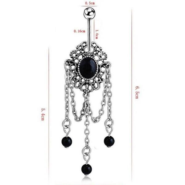 Gothic Black Stainless Tassel Belly Button