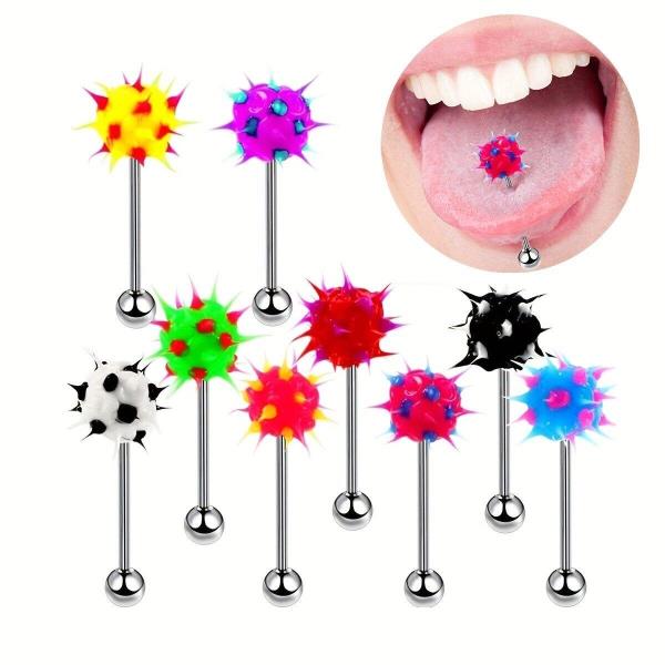 10 Silicon Spine Tickler Tongue Piercing Barbells