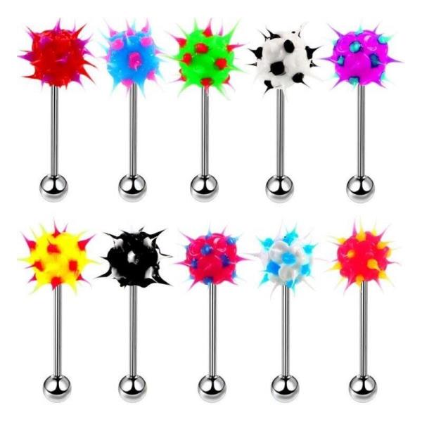 10 Silicon Spine Tickler Tongue Piercing Barbells