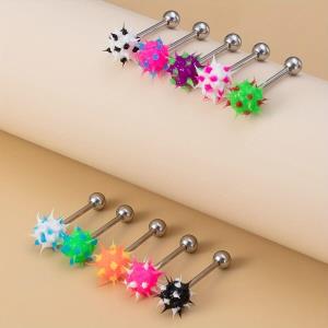 5 Pcs Frosted Stainless Steel Piercing Belly Rings 