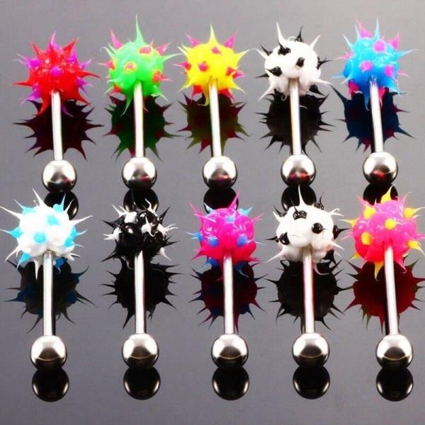 10 Silicon Spine Tickler Tongue Piercing Barbells