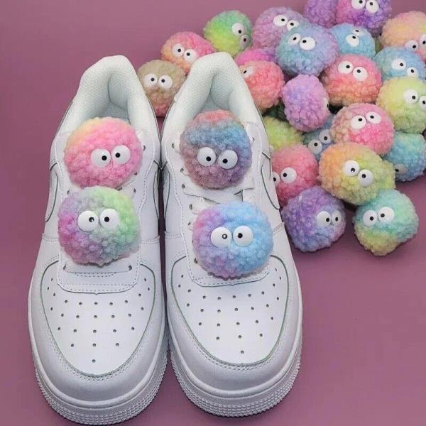 10 Cute Cartoon Pom Pom Sneaker Shoe Charms