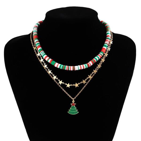 Christmas Ceramic Pendant Multi Layer Necklace