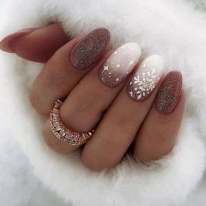 24 Snow Shimmering Reusable Fake Press Nails