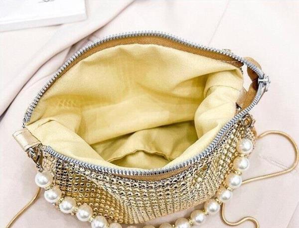 Glitter Rhinestone Pearl Crossbody Evening Bag