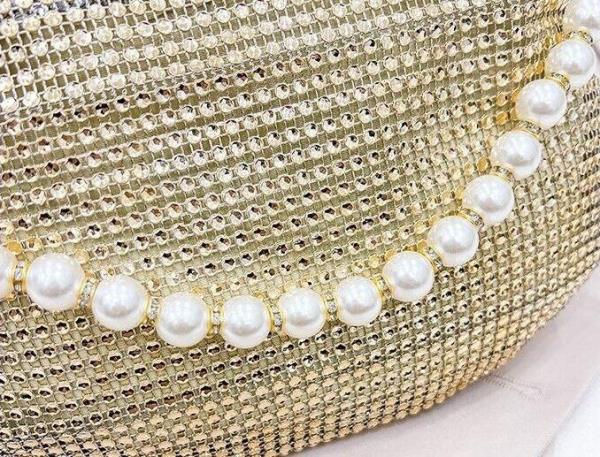 Glitter Rhinestone Pearl Crossbody Evening Bag