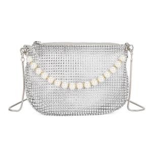 Glitter Rhinestone Pearl Crossbody Evening Bag