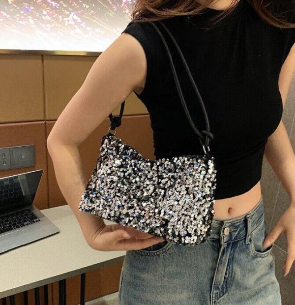 Shiny Portable Sequin Medium Evening Handbag