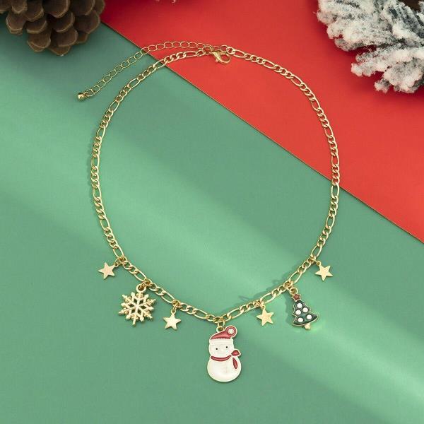 Christmas Snowman Tree Pendant Star Necklace