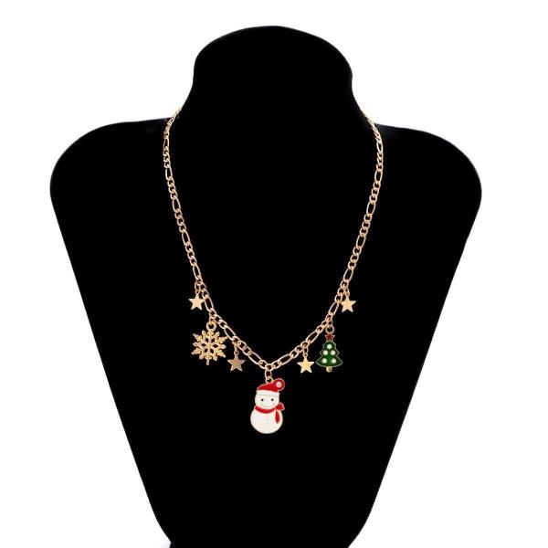 Christmas Snowman Tree Pendant Star Necklace