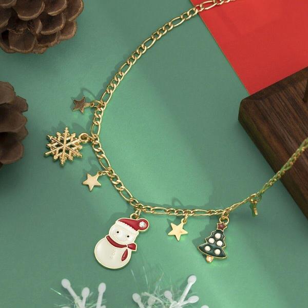 Christmas Snowman Tree Pendant Star Necklace