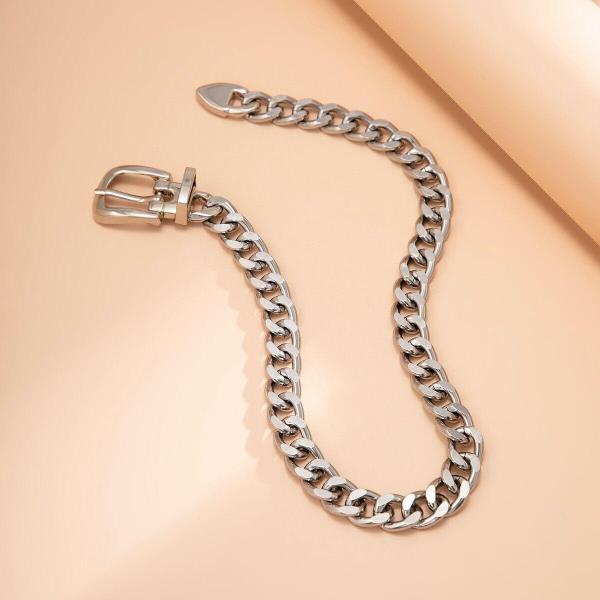 Metal Belt Buckle Clavicle Necklace