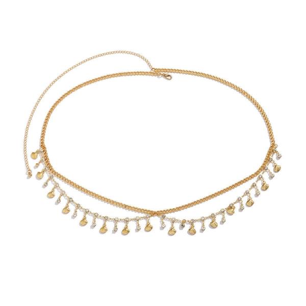 Multi Shell Tassels Rhinestone Waist Belly Chain