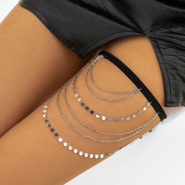 Bohemian Multi Layer Heart Sequins Thigh Chain