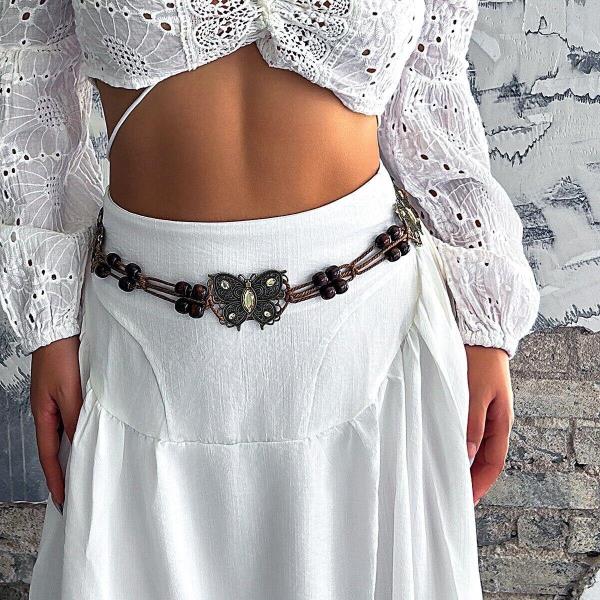 Bohemian Metal Butterfly Charm Tassel Waist Belt