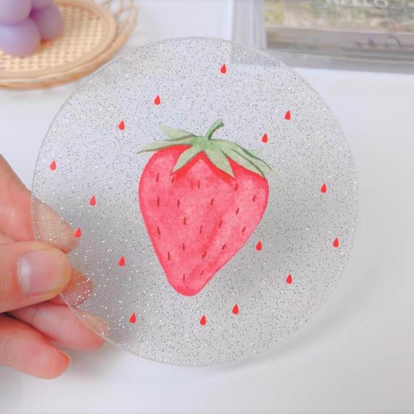 Strawberry Patterned Heat Resistant Acrylic Coaster