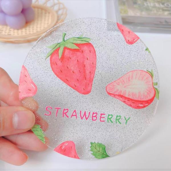 Strawberry Patterned Heat Resistant Acrylic Coaster