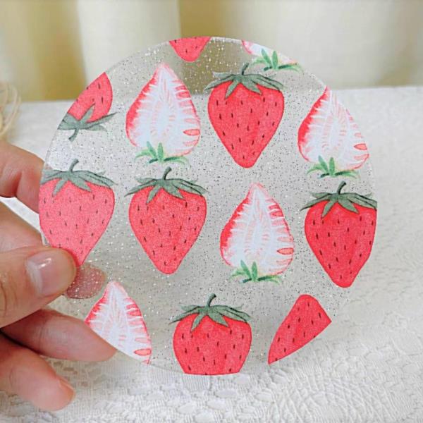 Strawberry Patterned Heat Resistant Acrylic Coaster