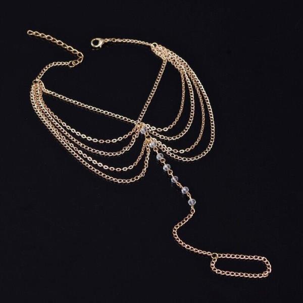 Bohemian Gold Beach Rhinestone Metal Anklet