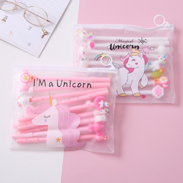 10 Cartoon Unicorn Black Ink Pens