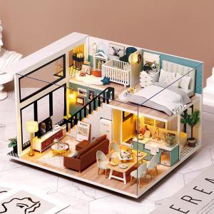 Elegant Quiet Swimming Pool Duplex DIY Music Miniature Dollhouse