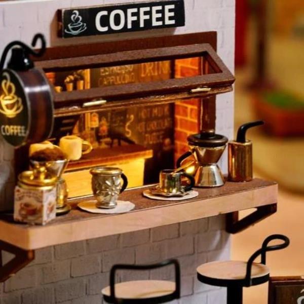 Creative Coffee Time DIY Handcraft Miniature Dollhouse