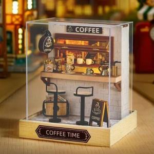 Coffee Time DIY Creative Handmade Music Miniature Dollhouse