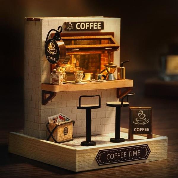 Creative Coffee Time DIY Handcraft Miniature Dollhouse