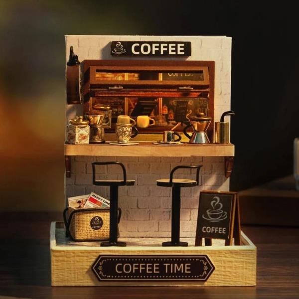 Creative Coffee Time DIY Handcraft Miniature Dollhouse