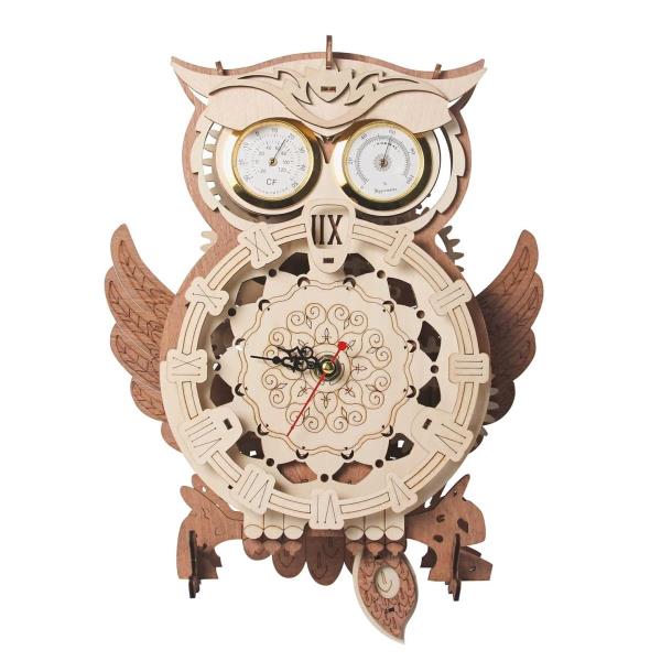 DIY Wooden Puzzle Building Handcraft Mechanical Owl Clock