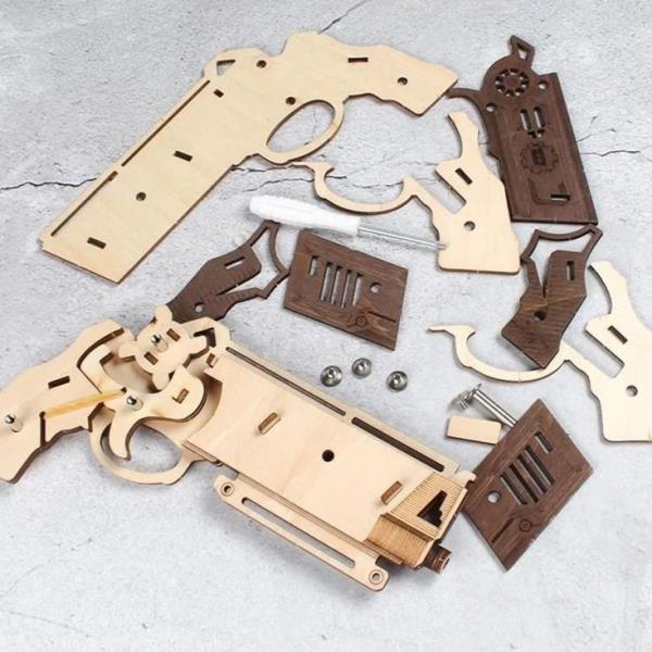 DIY Wooden Puzzle Building Handcraft Rubber Band Toy Gun