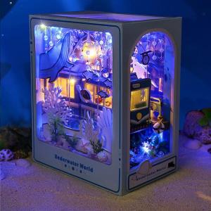 DIY LED Starry Sky 3D Flower Wooden House Miniature Dollhouse