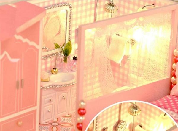 DIY Pink Princess Casa Handcraft Miniature Dollhouse