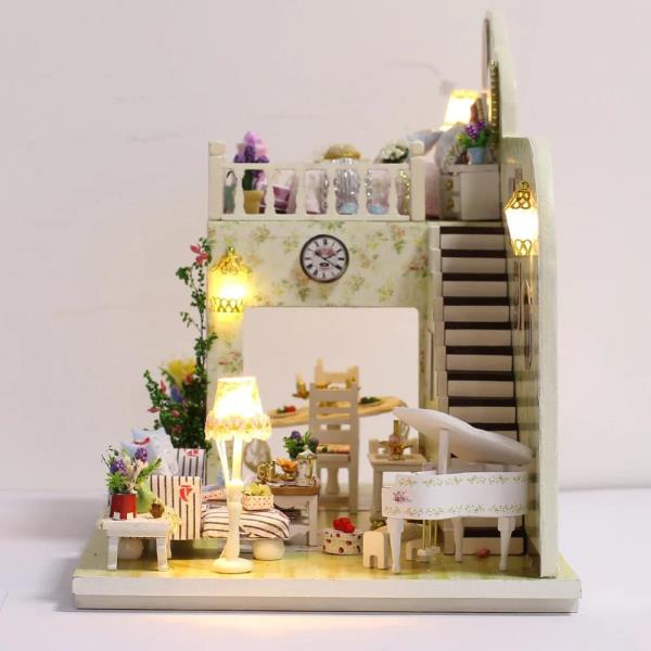 DIY Wooden Amsterdam Village Music Miniature Dollhouse