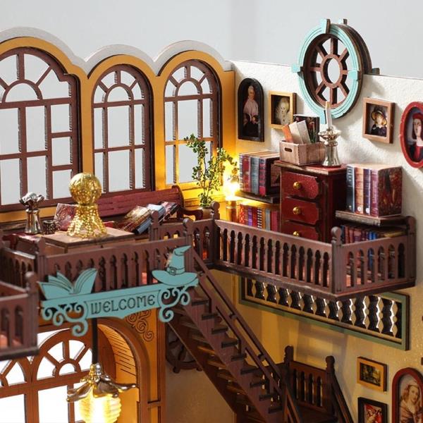 DIY Wooden Magic Bookstore Handcraft Miniature Dollhouse