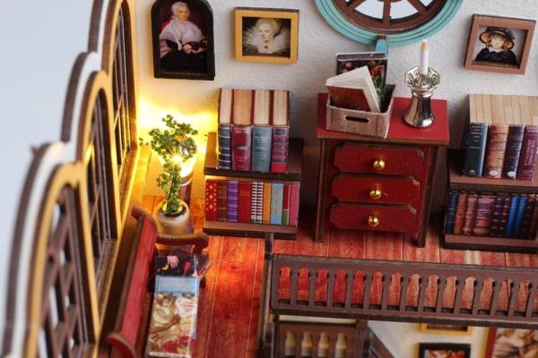 DIY Wooden Magic Bookstore Handcraft Miniature Dollhouse