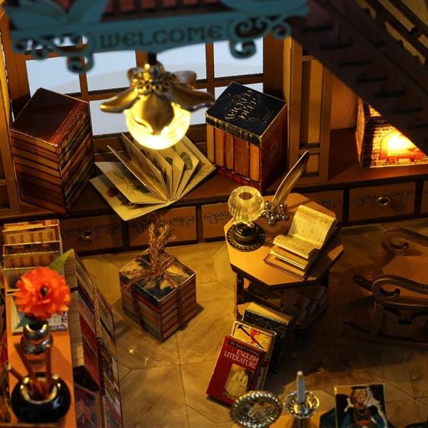 DIY Wooden Magic Bookstore Handcraft Miniature Dollhouse