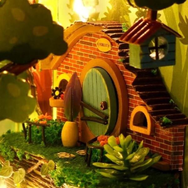 Creative Firefly Forest DIY Bookend Miniature Dollhouse