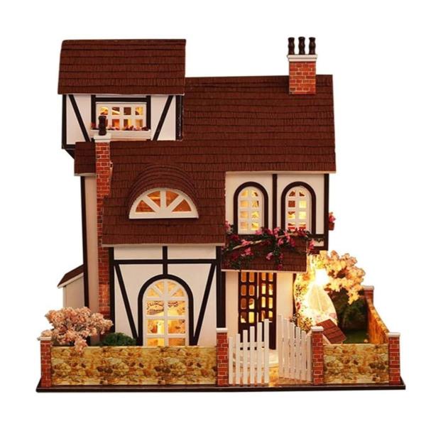 DIY Flower Town Handcraft Music Miniature Dollhouse