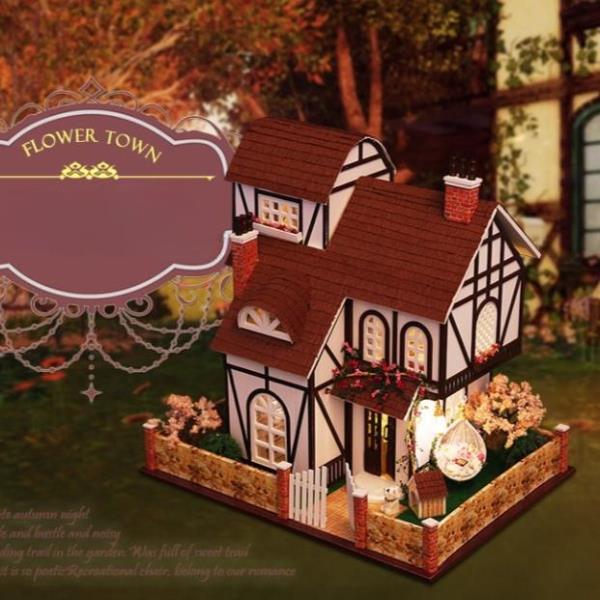 DIY Flower Town Handcraft Music Miniature Dollhouse