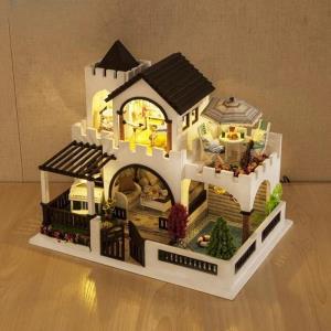 DIY Ice Snow 3D Wooden House Music Miniature Dollhouse