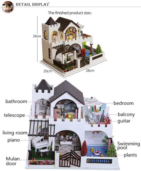 DIY Dream Castle Handmade Music Miniature Dollhouse