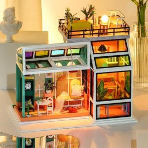 Cute Room Pink Double Layer DIY Music Miniature Dollhouse