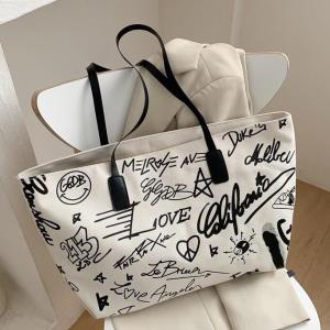 Large Cartoon Graffiti Canvas Tote