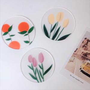 Flower Patterned Heat Resistant Acrylic Coaster