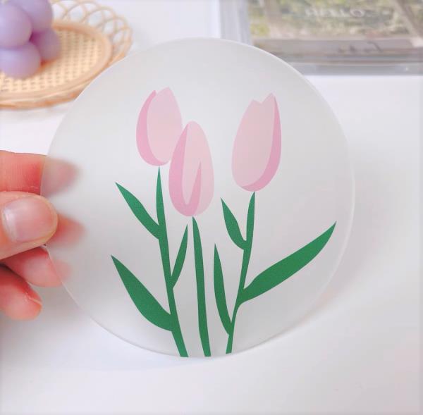 Flower Patterned Heat Resistant Acrylic Coaster